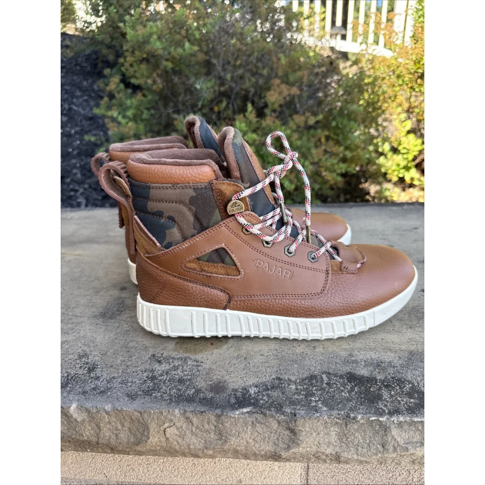 Pajar Peacemaker Faux Fur Lined Leather Boot Cognac Camo Size 7.5/40 winter